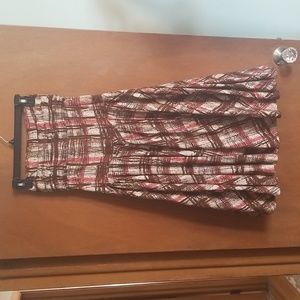 Anthropologie Elevenses Brown & Pink Crosshatch Sleeveless Dress sz 0